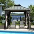thumbnail image 1 of Domi 8’ X 8’ Hardtop Gazebo Canopy with Netting & Curtains, Outdoor Aluminum Gazebo with Galvanized Steel Double Roof for Patio Lawn and Garden, Gray, 1 of 8