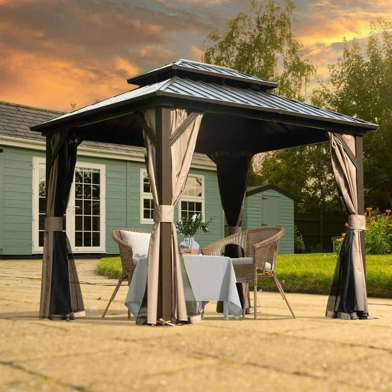 Domi 8' x 10' Hardtop Gazebo Permanent Metal Gazebo with