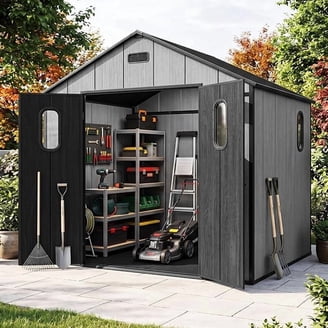 Keter Oakland 11x7.5 Ft Outdoor Garden Tool Shed with Windows