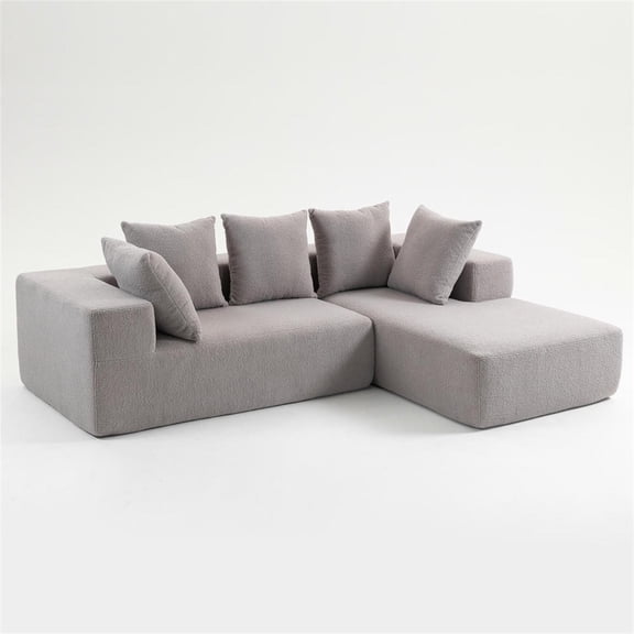 Domi Bonn Modern Modular Compressed Sofa with Soft Plush Cushions - Versatile Sectional for Living Room, Grey - Grey