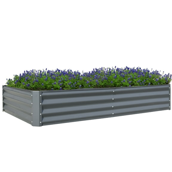 Domi Galvanized Raised Garden Bed ,Large Metal Planter Box for Growing Vegetables, Fruits, and Flowers Outdoors, Gray, 6x3x1ft