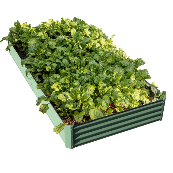 Domi Galvanized Raised Garden Bed ,Large Metal Planter Box for Growing Vegetables, Fruits, and Flowers Outdoors, Green, 8x4x1ft