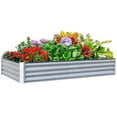 thumbnail image 1 of Domi Galvanized Raised Garden Bed ,Large Metal Planter Box for Growing Vegetables, Fruits, and Flowers Outdoors, Silver Design, 6x3x1ft, 1 of 6