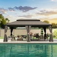 thumbnail image 1 of Domi Ourdoor Living 22ft×14ft Hardtop Gazebo,Aluminum Frame Canopy Galvanized Steel with Double Roof,Permanent Outdoor Metal Pavilion with Curtains & Netting for Patio,Backyard & Lawn,Brown, 1 of 9