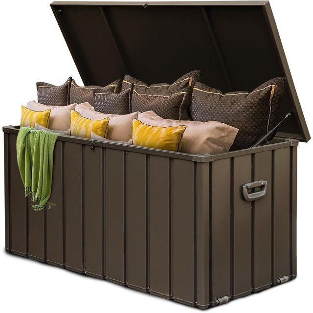 Domi Outdoor Deck Box 150 Gallon, Lockable Waterproof Storage Box Large Outside Storage