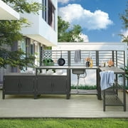 Domi Outdoor Kitchen Series 5-Piece Modular Outdoor Kitchen, Aluminum Storage Islands Sink Table, Corner Bar Cabinet Grill Storage Cabinet with Protective Cover, Outdoor Kitchen for Deck, Patio, Backy
