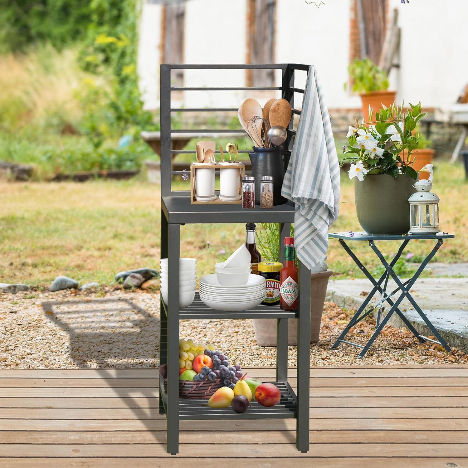 Outdoor corner table with storage discount