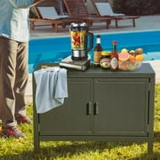 Domi Outdoor Kitchen Series Aluminum Storage Islands, Grill Storage Cabinet Metal Kitchen Grill Table Cooking Prep Table with Protective Cover for Outside, Patio Bar, Outdoor Kitchen Island