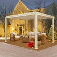 thumbnail image 1 of Domi Outdoor Living 10x10FT Louvered Pergola with Adjustable Steel Roof, Durable Metal Frame, Efficient Drainage System for Backyard, Garden and Lawn, White, 1 of 10
