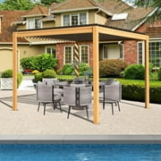 Domi Outdoor Living 10x10FT Louvered Pergola with Adjustable Steel Roof, Durable Metal Frame, Efficient Drainage System for Backyard, Garden and Lawn, Wood-Looking