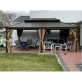 thumbnail image 1 of Domi Outdoor Living 12’x18’Hardtop Gazebo, Aluminum Frame Canopy with Galvanized Steel Double Roof,Permanent Outdoor Metal Pavilion with Curtains & Netting for Patio,Backyard & Lawn,Brown, 1 of 10