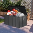 thumbnail image 1 of Domi Outdoor Living 120 Gallon Large Deck Box,Outdoor Storage for Patio Furniture, Organization and Storage for Outdoor Cushions, Garden Tools and Pool Toys, Lockable,Dark Gray, 1 of 9