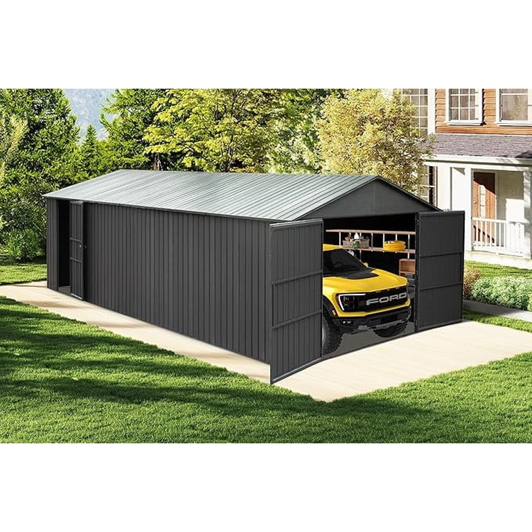 Domi Outdoor Living 12x20FT Outdoor Metal Garage Shed, Extra-Large