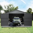 thumbnail image 1 of Domi Outdoor Living 12x25FT Outdoor Metal Garage Shed, Extra-Large Steel Carport with Lockable Double Doors, Heavy-Duty Car Shelter for Cars, Trucks, Motorcycles, and Lawn Equipment, Dark Grey, 1 of 9