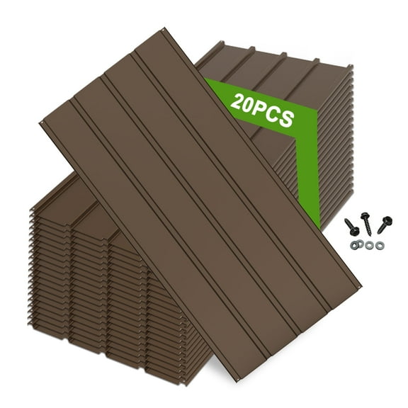Domi Outdoor Living 20 Pcs Galvanized Metal Roofing Panels with Steel Screws, 3.54ft x 1.64ft Corrugated Siding Panels for Pergola, Gazebo, Shed, Patio, Garage, Chicken Coop, Brown
