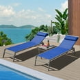 thumbnail image 1 of Domi Outdoor Living 3-Piece Adjustable Pool Lounge Set, Steel Textilene Sunbathing Chairs with Headrest (2 Blue Chairs W/Table), 1 of 7