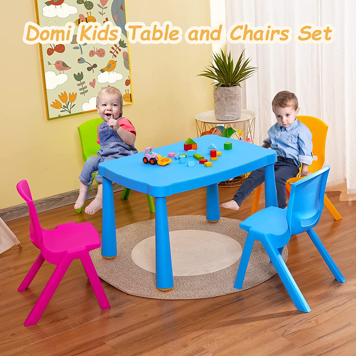 Heritage Kids 5 Piece Table & Chair Set, with 4 Folding Chairs & 1