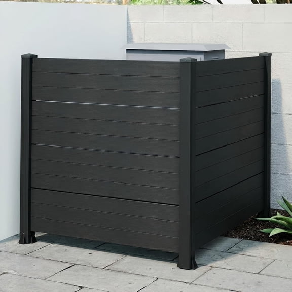 Domi Outdoor Living 50" W x 49" H Outdoor Privacy Screen, Stylish Air Conditioner Cover Fence with Sturdy Aluminum Posts, 2 Panels,Dark Grey
