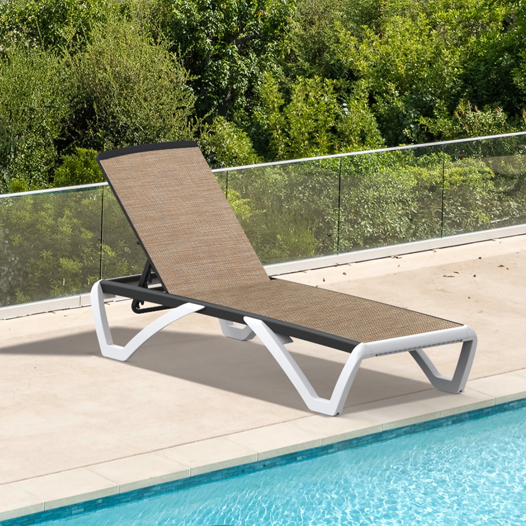 Domi Outdoor Living Chaise Lounge Chair Aluminum Adjustable Poolside Chaise Lounge Chair With ...