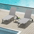 thumbnail image 1 of Domi Outdoor Living Chaise  Lounge  Set of 3, Lounge Chairs for Outside with Wheels, Outdoor Lounge Chairs with 5 Adjustable Position, Pool Lounge Chairs for Patio, Beach, Yard, Deck, Poolside, Grey, 1 of 7