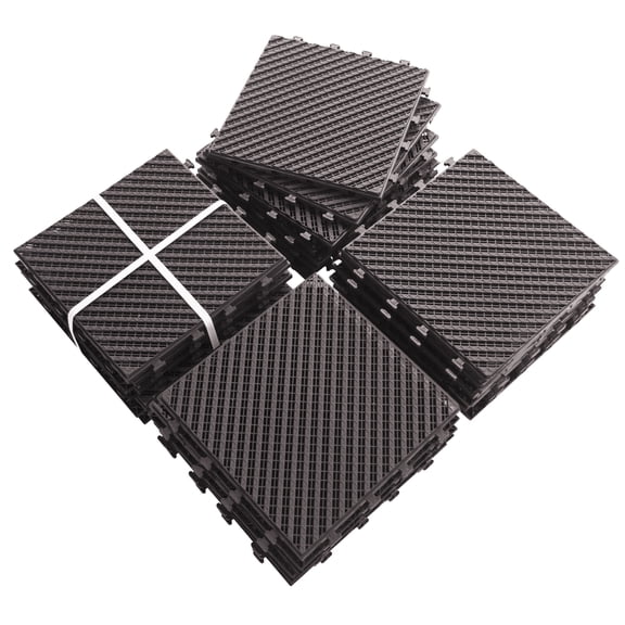 Domi Outdoor Living Plastic Interlocking Deck Tiles, 36 Pieces One Pack, 12"x12" Waterproof Outdoor Flooring All Weather Use Decking Tiles for Shed Floor Porch Poolside Garden Backyard, Brown