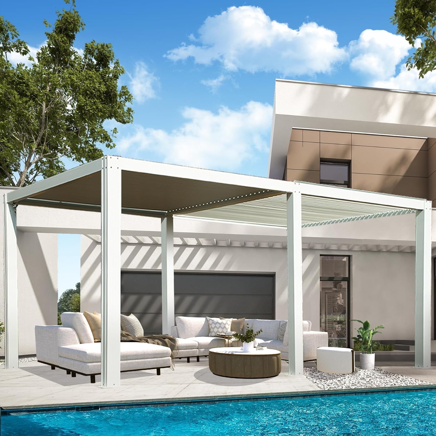 Domi Outdoor Louvered Pergola 12'×20', Aluminium Pergola with