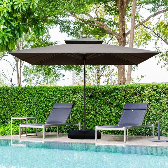 Domi Outdoor Rectangle 8.69FT x 10.66FT Cantilever Umbrella with Center Pole, UV-Resistant Canopy, Wind Vent, Tilt & Crank System—Ideal for Patio, Garden, Deck, Pool, Outdoor Dining,Gray