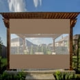 thumbnail image 1 of Domi Outdoor Living Heavy Duty Clear Panel Curtain, 18 oz Waterproof PVC Polyester Curtain, Tearproof, and Weather-Resistant Panel w/Eyelets for Patios,Gazebos,Pergolas (10'H x 10'W, Brown), 1 of 8