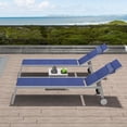 thumbnail image 1 of Domi Patio Chaise Lounge Set of 3, Adjustable Full Aluminum Pool Lounge Chairs with Wheels and Side Table, Padded Sunbathing Lounger for Deck Lawn Patio Backyard,Textilene - Navy Blue, 1 of 7