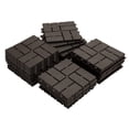 thumbnail image 1 of Domi Plastic Interlocking Deck Tiles, 36 Pieces One Pack, 12"x12" Waterproof Outdoor Flooring All Weather Use Decking Tiles for Shed Floor Porch Poolside Garden Backyard, Dark Brown, 1 of 7