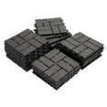 thumbnail image 1 of Domi Plastic Interlocking Deck Tiles, 36 Pieces One Pack, 12"x12" Waterproof Outdoor Flooring All Weather Use Decking Tiles for Shed Floor Porch Poolside Garden Backyard, Dark Gray, 1 of 7