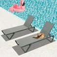 thumbnail image 1 of Domi Pool Lounge Chairs Set of 2, Adjustable Aluminum Plastic Outdoor Chaise Lounge Grey Textilene, 1 of 7
