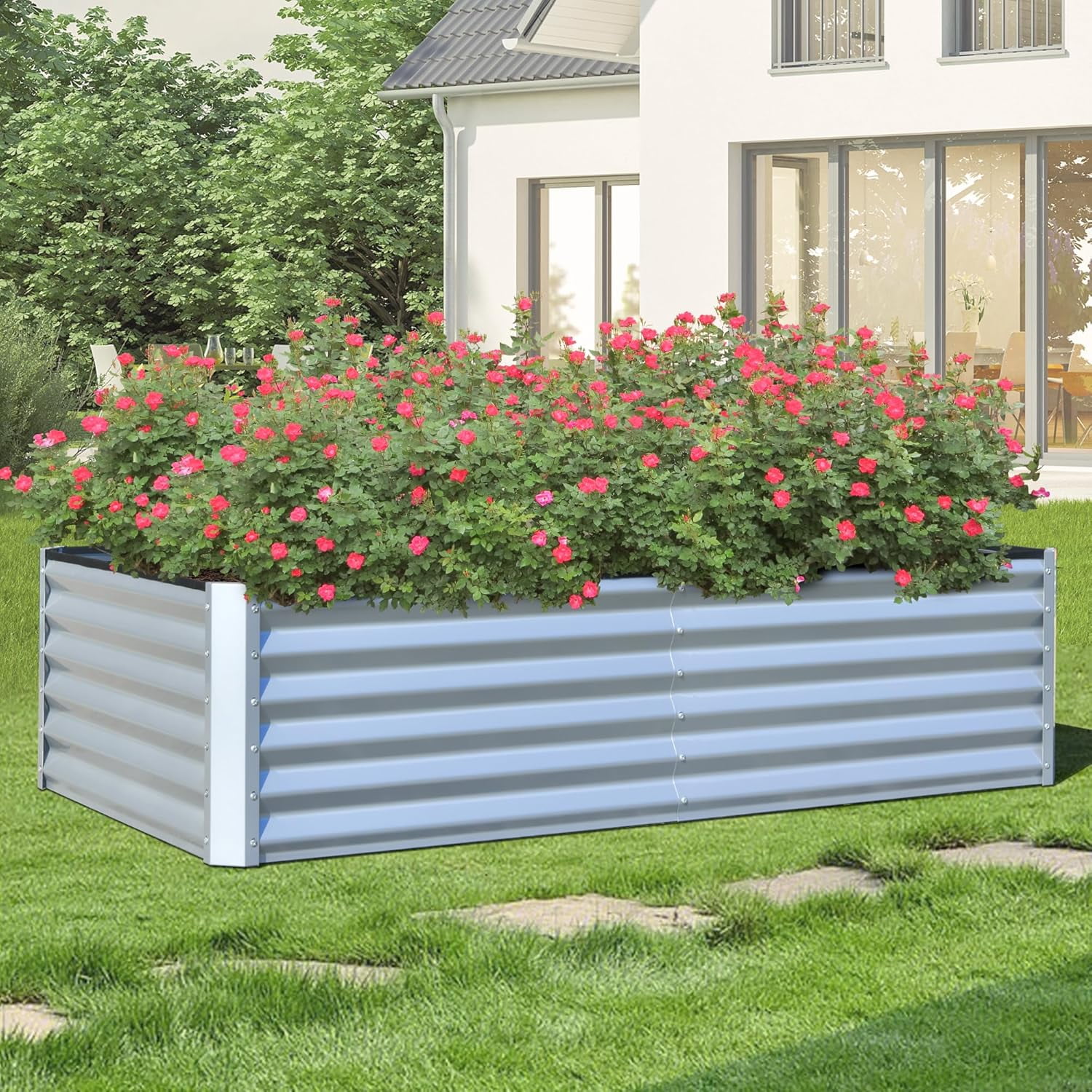 Domi Raised Garden Beds Outdoor, 6x3x1.5Ft Thickening Tall Metal ...