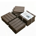 thumbnail image 1 of Domi Outdoor Living Patio Deck Tiles, 12 x 12 inches Composite Interlocking Decking Tile, Four Slat Plastic Outdoor Flooring, 27 Pieces One Pack, Dark Brown, 1 of 6