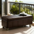 thumbnail image 1 of Domicare 51 inch Rectangle Ottoman with Storage for Living Room, Leather Storage Ottoman Bench & Padded Bedroom Bench, Multi-Functional Foot Rest, Toy Box, End of Bed Bench,Brown, 1 of 1