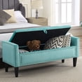 thumbnail image 1 of Domicare Velvet Storage Ottoman Bench with Lid, Ottoman with Storage for Living Room, Storage Ottoman Bench & End of Bed Bench, Upholstered Foot Rest,Teal, 1 of 12