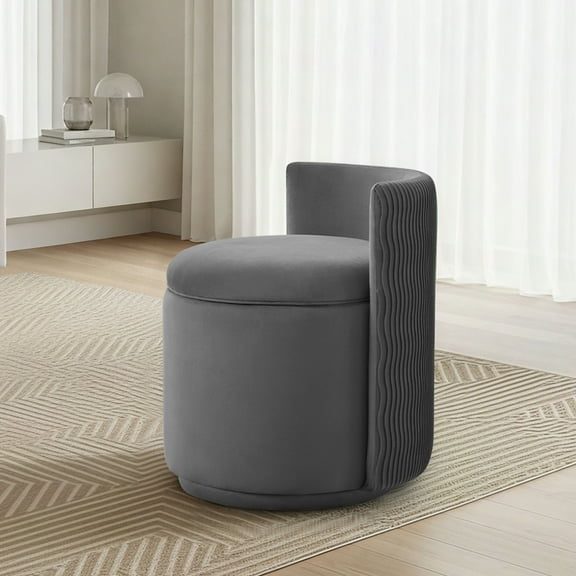 Domicare Wavy Pattern Swivel Chair - Vanity Chair, Accent Chair, Vanity Stool, Barrel Chair with Chair Storage，Grey