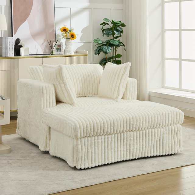 Domiluxe Oversized Chaise Lounge Chair Indoor,Modern Comfy Corduroy