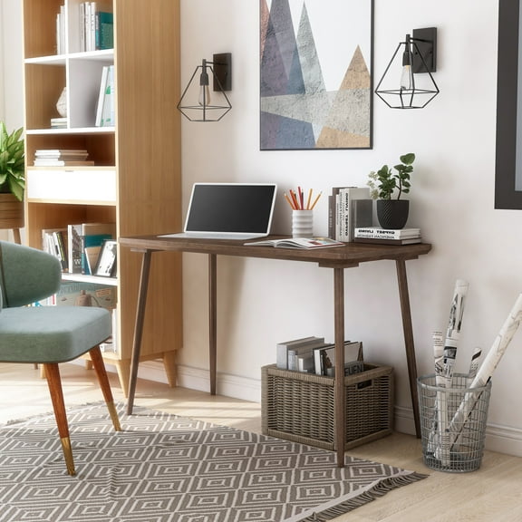 Domina Solid Wood 47-inch Rectangle Writing Desk, Walnut Oak