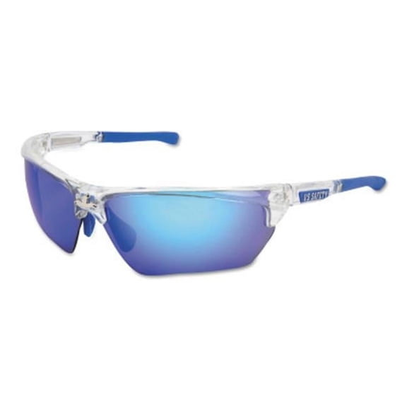 Dominator DM3 Safety Glasses, Polycarbonate Blue Diamond Mirror Lens, Duramass, Clear Polycarbonate/Blue TPR