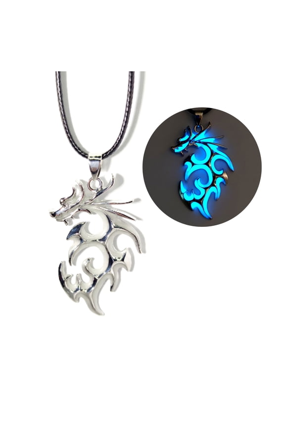 Domineering Dragon Necklace Pendant Luminously Tribal Totems Flying Dragon Necklace for Women Men Teen Glow Dark Jewelry