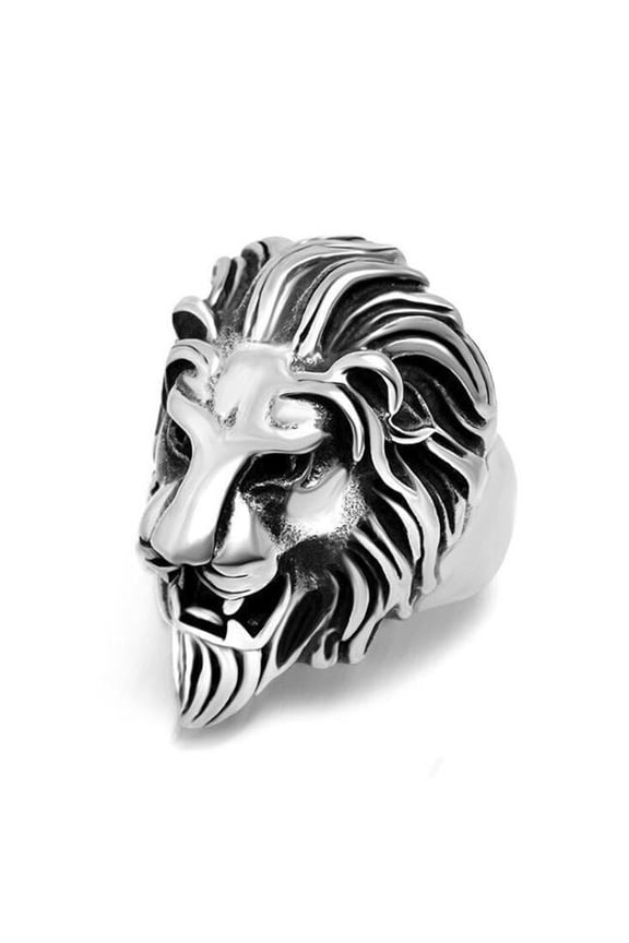 Mens Lion Ring European American Design Titanium Steel Casting Band Lion Head Ring Jewelry Individually Packed