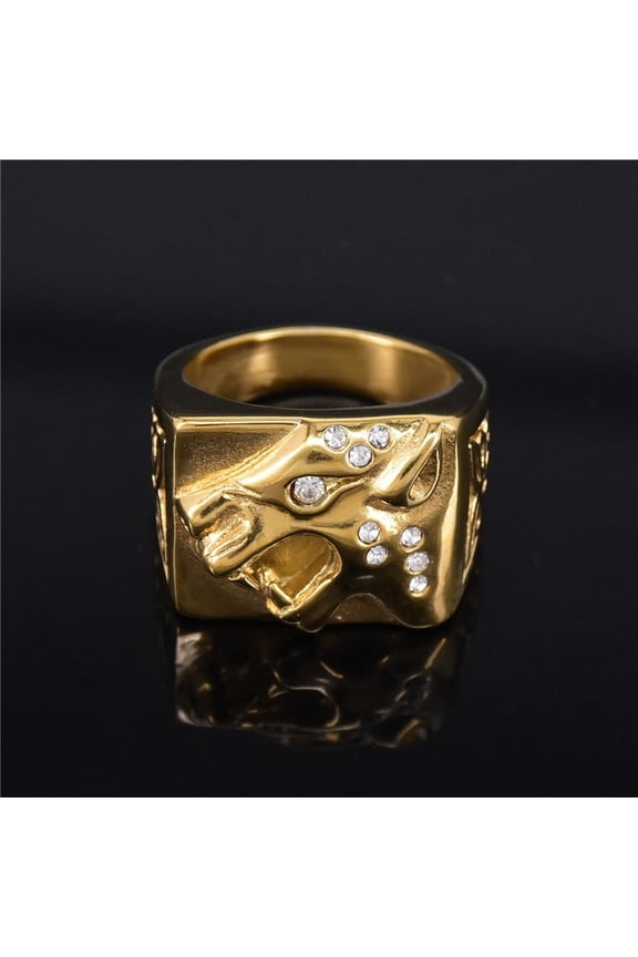 Domineering Tiger Head seal Vintage Golden Color 14K Yellow Gold Rings for Men Fashion Wedding Jewelry Gift Accessoires Chunky Rings