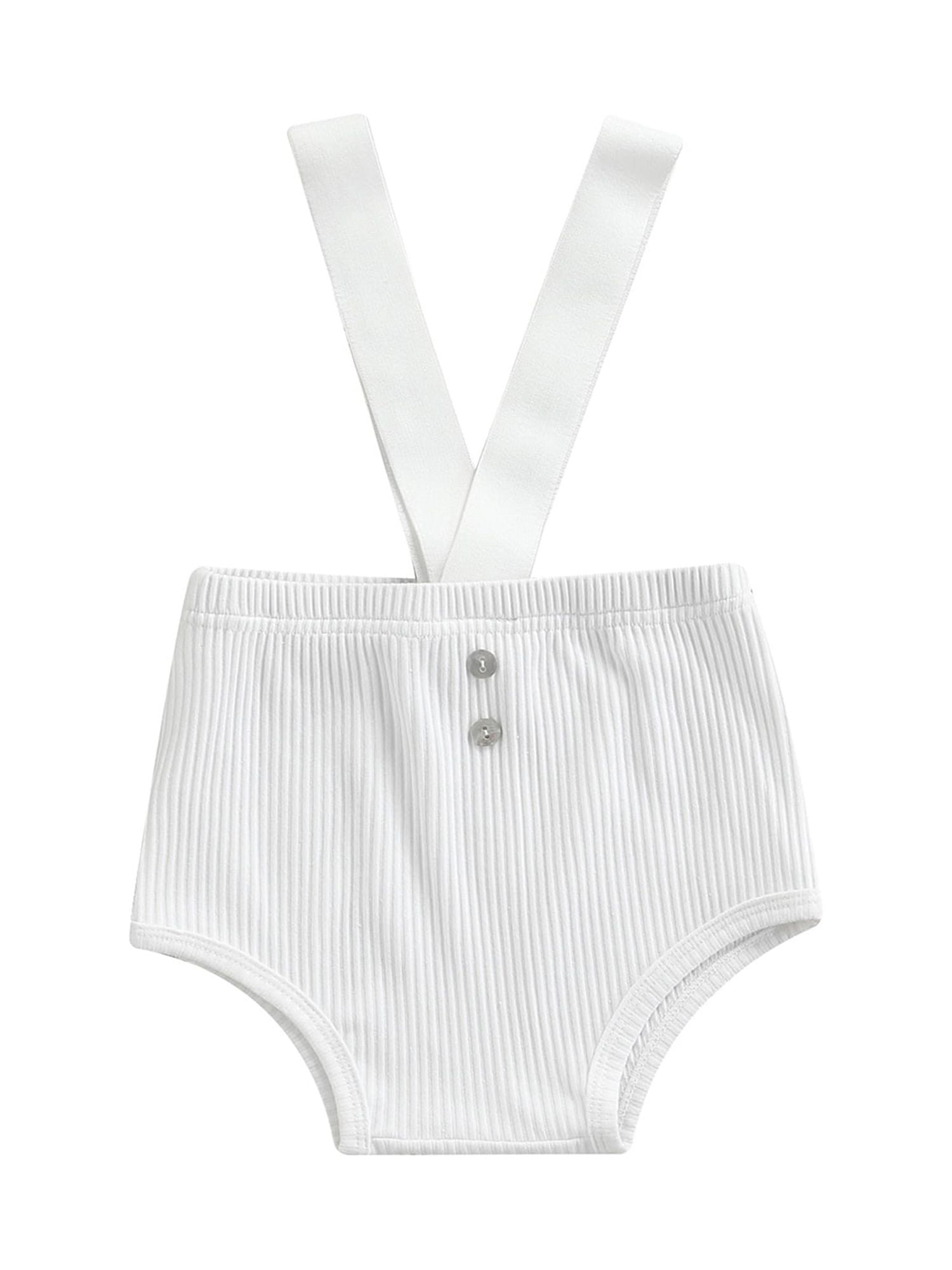 Domingbub Baby Girl Boy Overalls Shorts Solid Color Ribbed Strap