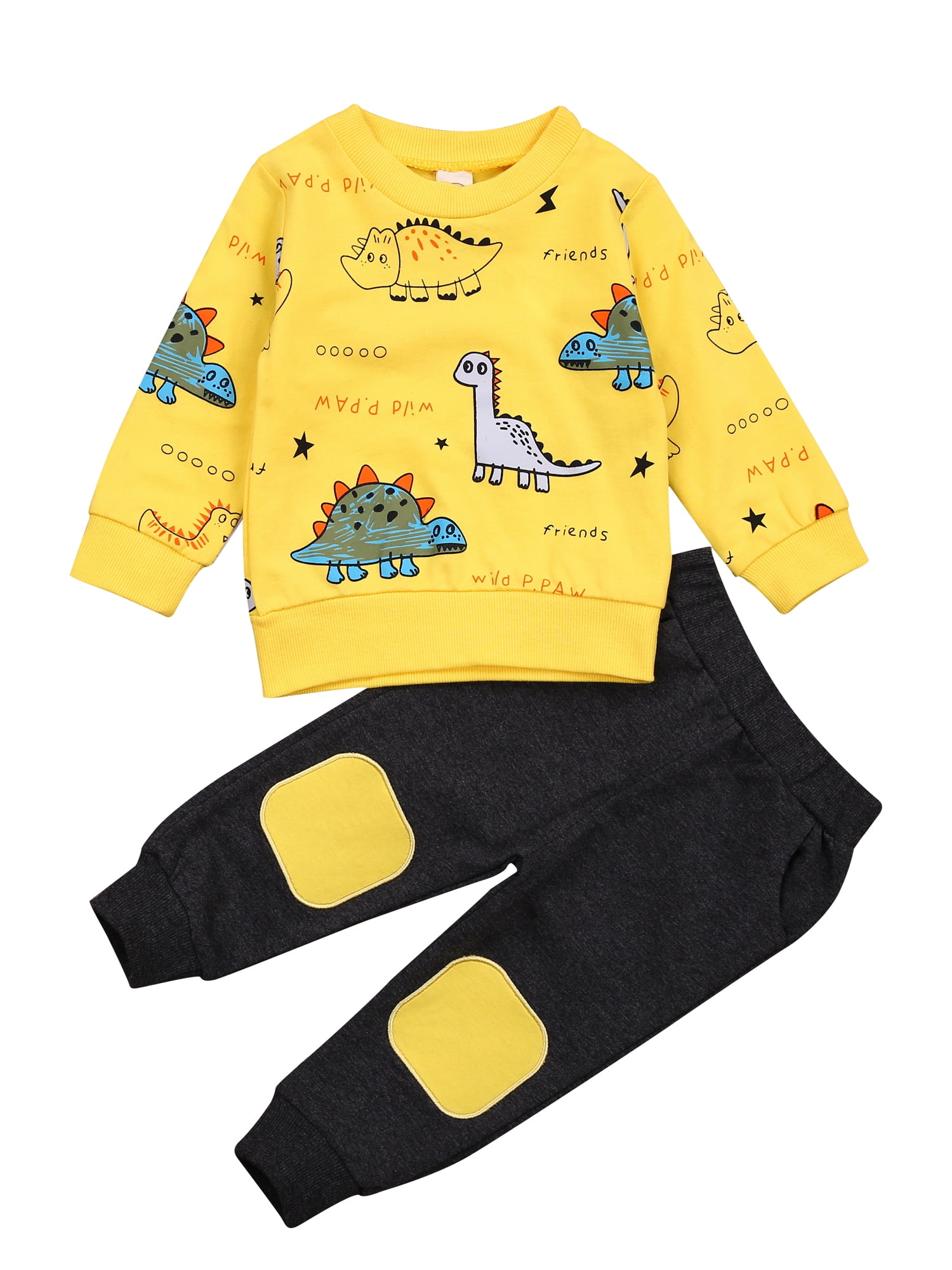 Toddler Kids Outfit Dinosaur Printing Boy Girl Spring Cotton Autumn  Sweatshirt Lined Tops Pants Clothes New Year Winter Warm Tang Suit Outfits  Set