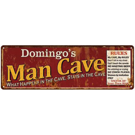 Domingo's Man Cave Rules Red Sign Gift 6x18 206180004391