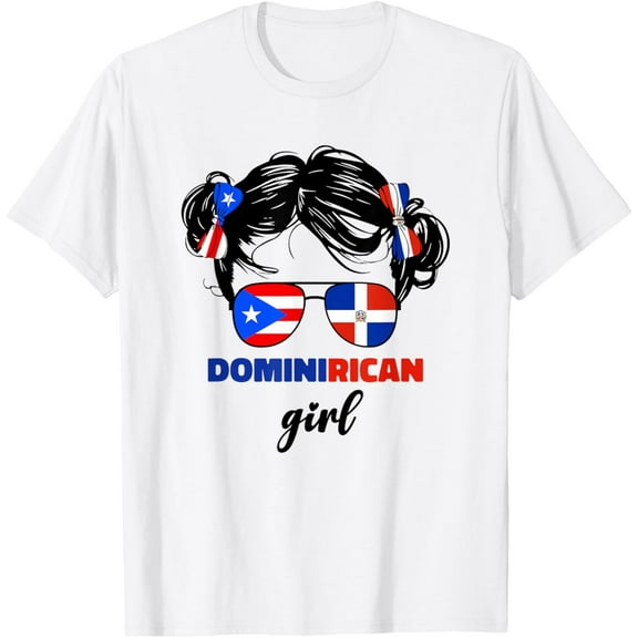DominiRican Girl Kids Dominican And Puerto Rican Rico Flag T-Shirt