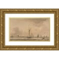 thumbnail image 1 of Dominic Serres 18x12 Gold Ornate Wood Frame and Double Matted Museum Art Print Titled - Shipping in the Solent off Calshot Castle (Between 1760 and 1793), 1 of 4