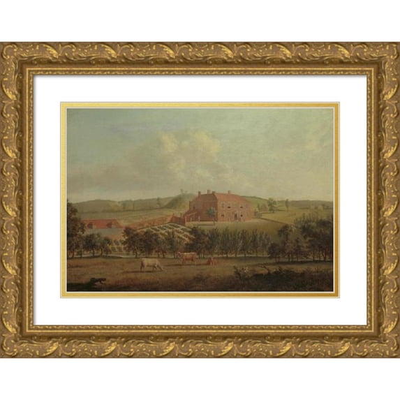 Dominic Serres 18x14 Gold Ornate Wood Frame and Double Matted Museum Art Print Titled - Saint Vincents, Near West Malling, Kent