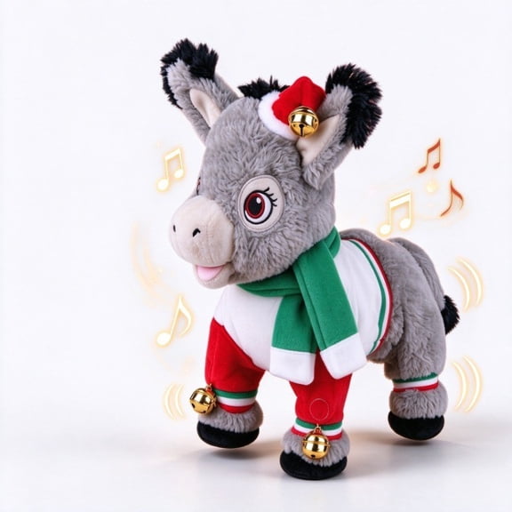 Dominic the Donkey Interactive Musical Plush for Kids, Singing Dancing Christmas Toy, Battery Operated Animated Donkey for Toddlers Ages 3+